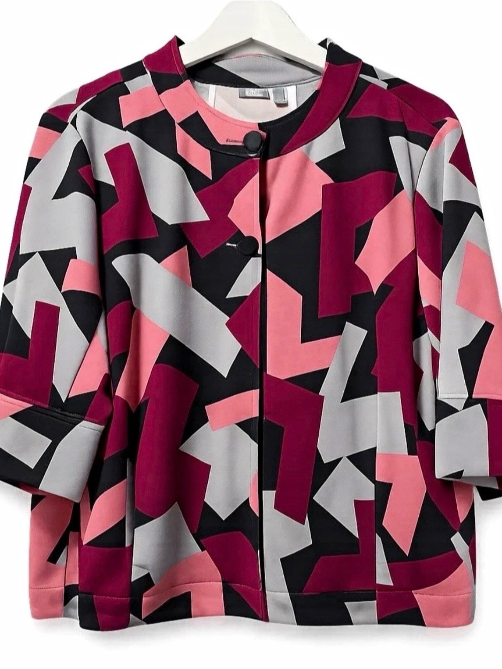 Apt. 9 Geometric Short-Sleeve Jacket in Pink, Magenta, Black & Gray